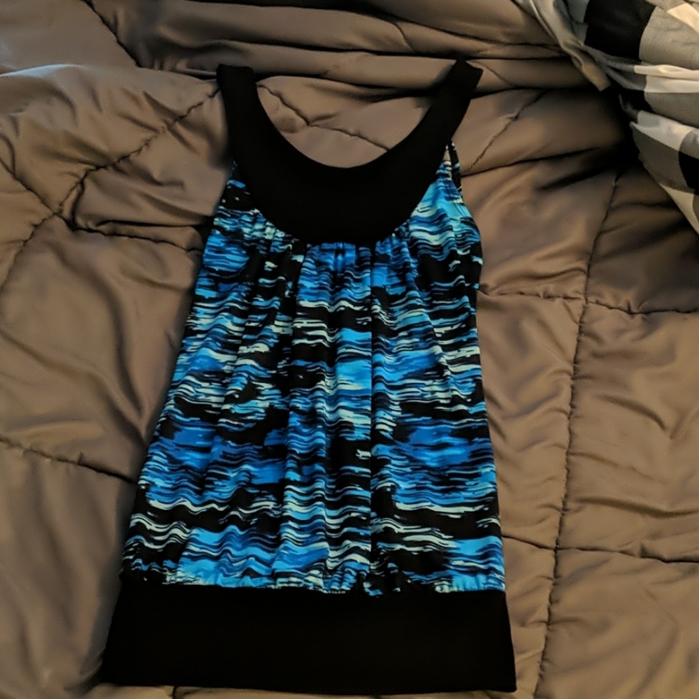 Blue and black tank
